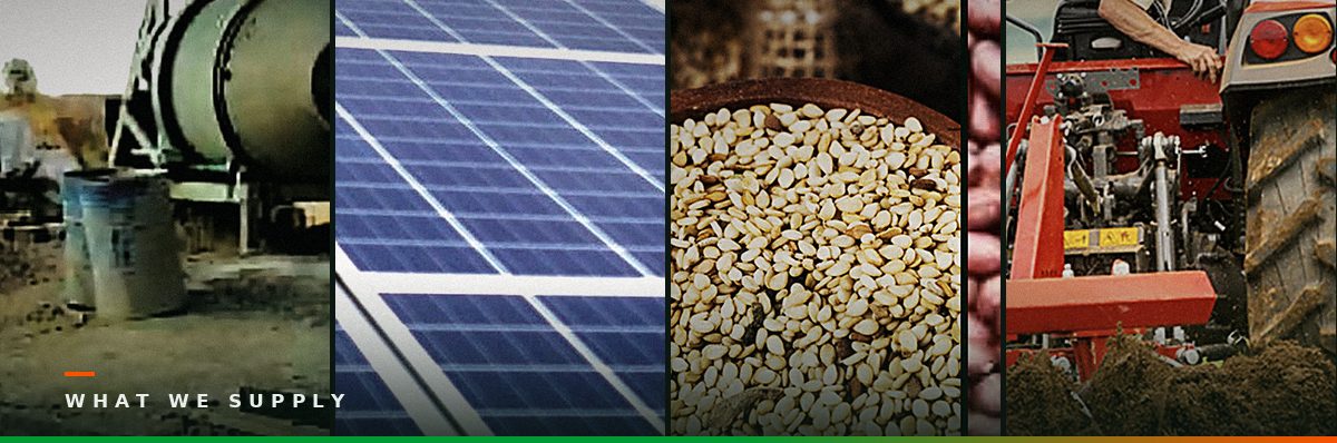 Electric concrete poles, solar panels, sesame for export and agricultural machinery